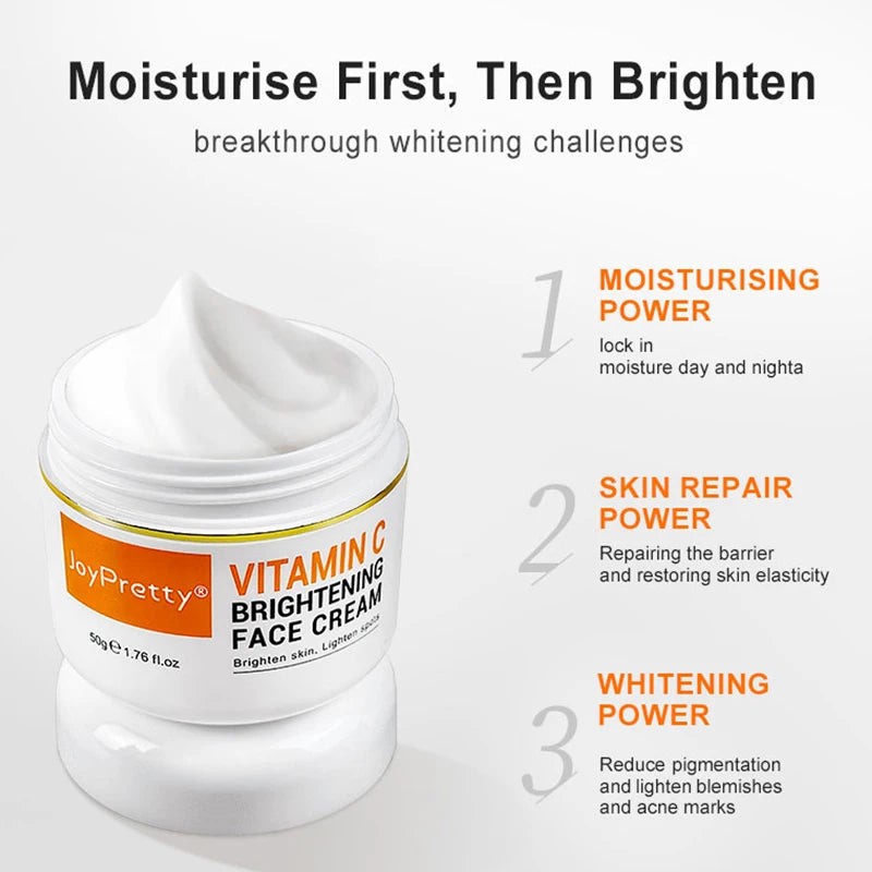 Vitamin C Skincare Set Dark Spots Lightening SPF 50 Whitening Sunscreen Cleanser Serum Cream Dark Circle Skin Care JoyPretty